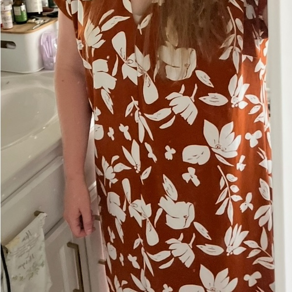 Floral Rust and White Dress